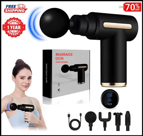 Cordless Deep Tissue Percussion Muscle Massage Gun with Multi Heads – Jumbo Deal