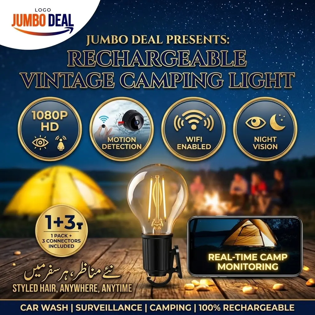 Portable Rechargeable Vintage LED Camping Light Bulb with Hanging Hook – Jumbo Deal