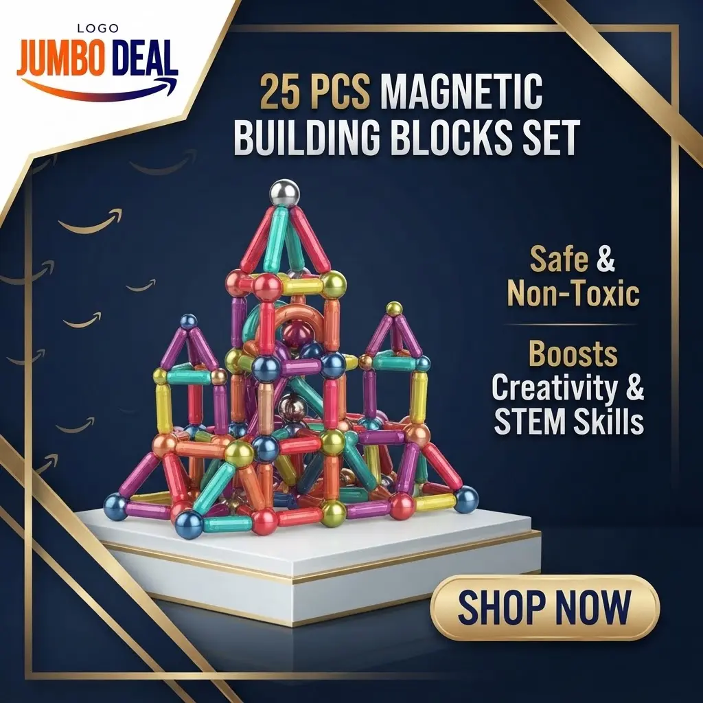 25-Piece Magnetic Sticks & Balls Building Blocks Educational STEM Toy Set – Jumbo Deal