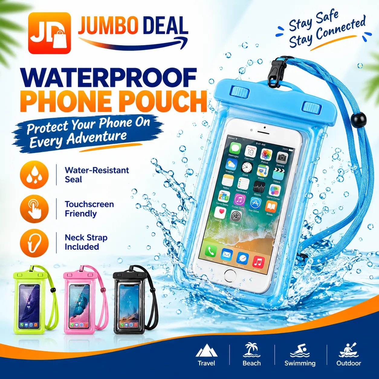 Universal Waterproof Mobile Phone Pouch & Underwater Dry Bag Cover – Jumbo Deal