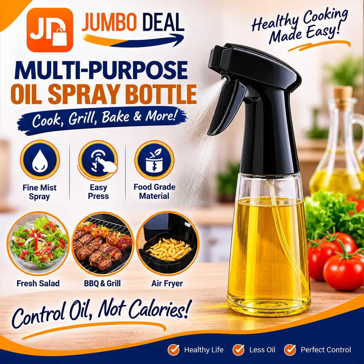 Oil Sprayer Bottle for Cooking & Air Fryer Fine Mist Dispenser – Jumbo Deal